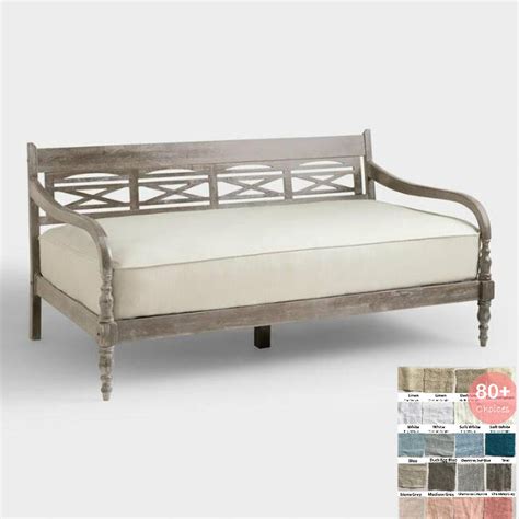 Natural Linen Daybed Slipcover, Upholstered Daybed fitted mattress ...