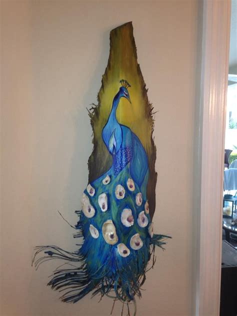 Another palm frond that I painted. Peacock! Coastal pop art | Palm ...