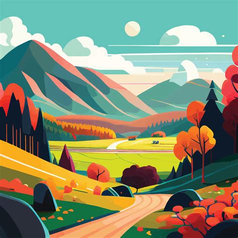 ilustración de paisaje plano de naturaleza en estilo de dibujos ...