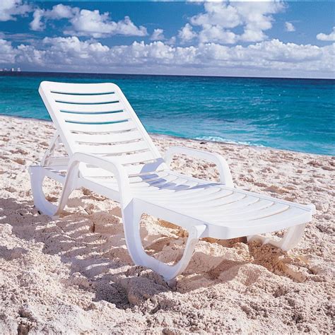 White Bahia Plastic Resin Chaise Lounge, 30 lbs. - Pool Furniture Supply