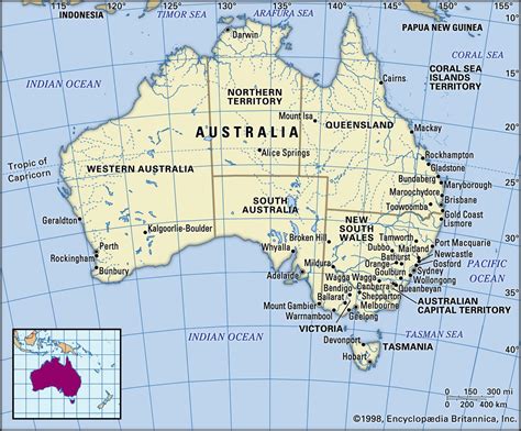 Map of Australia cities: major cities and capital of Australia