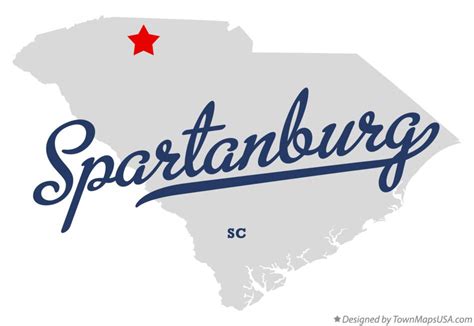 Map of Spartanburg, SC, South Carolina