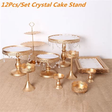 Metal Gold Cake Stand Set Cake Stand Cupcake Holder Dessert Tiered ...