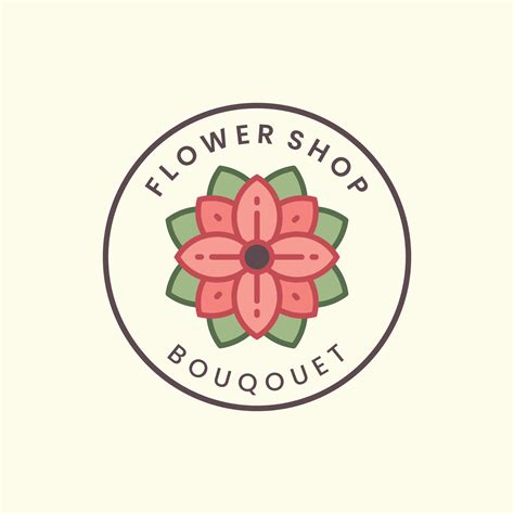 flower shop with vintage color and emblem style logo icon vector ...