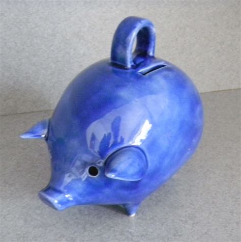 Piggy bank Vintage Ceramic Piggy Bank Aegean by SueSueSueCrafts