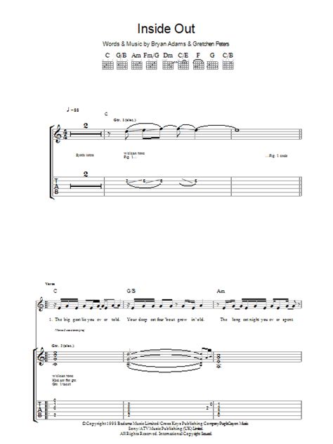 Inside Out by Bryan Adams - Guitar Tab - Guitar Instructor