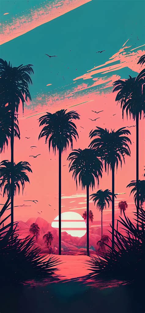 Sunset & Palm Summer Aesthetic Wallpaper - Summer Wallpapers