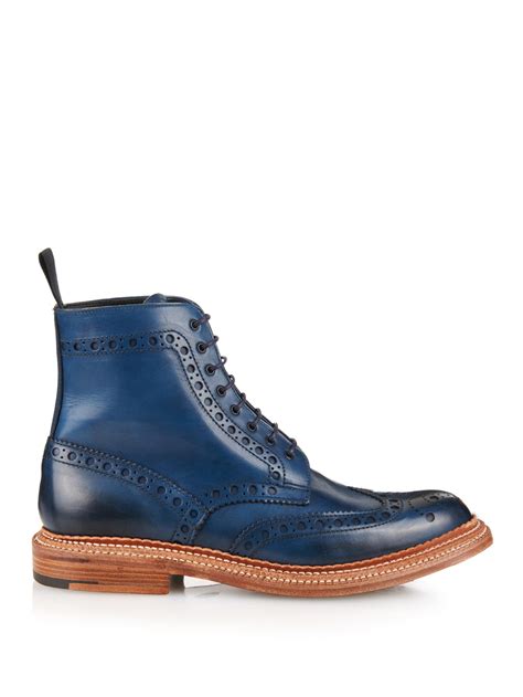 Lyst - Foot The Coacher Fred Leather Brogue Boots in Blue for Men