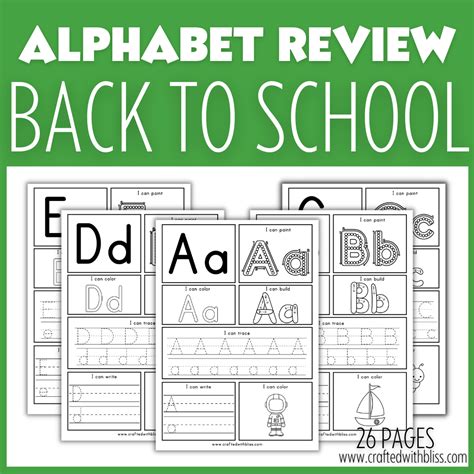 Back To School Alphabet Review Printable For Kids, Letters Printable ...