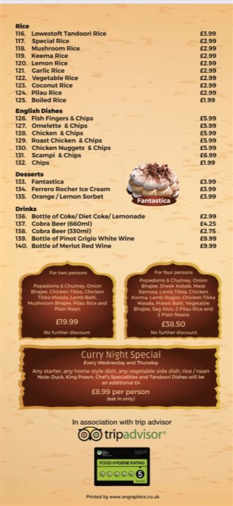 Lowestoft Tandoori Lowestoft's full menu online