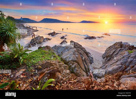 Thailand - tropical Phuket Island, Patong Beach, sunset time scenery Stock Photo - Alamy