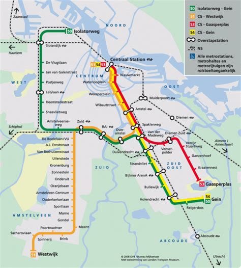 Amsterdam metro map, Netherlands