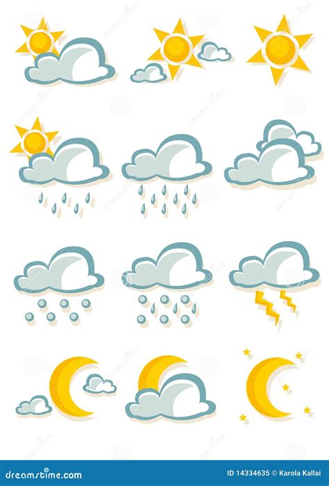 Cute Weather Icons Cartoon Vector | CartoonDealer.com #13552987