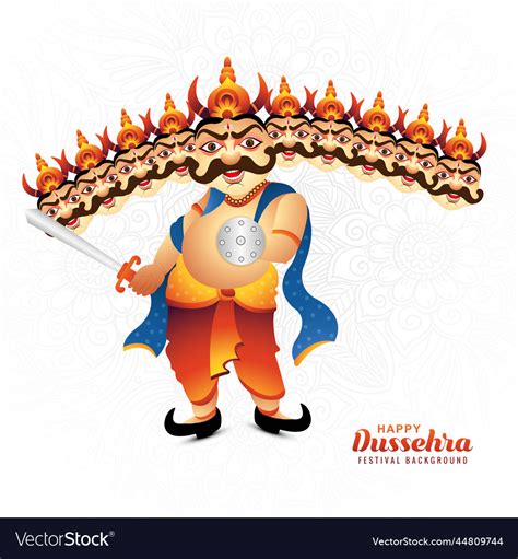 Happy dussehra celebration angry ravan with ten Vector Image