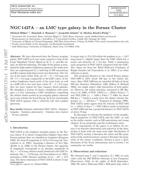 (PDF) NGC 1427A - an LMC type galaxy in the Fornax Cluster