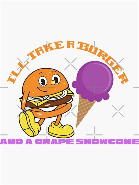 "A Burger And A Grape Snow Cone" Sticker for Sale by RoseCityMerch | Redbubble