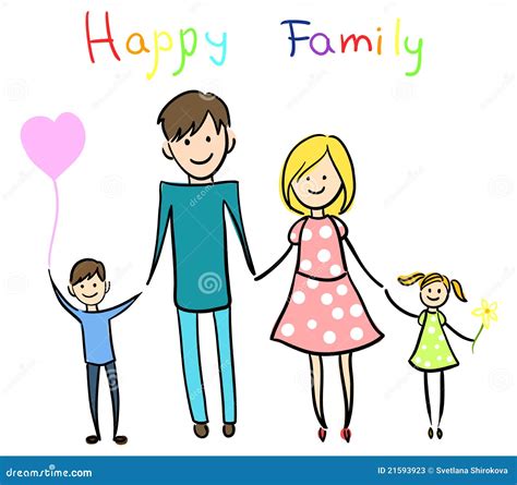 Happy Family Holding Hands and Smiling Stock Vector - Illustration of ...