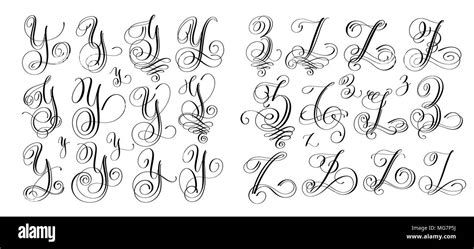 calligraphy letters set Y and Z, script font Stock Vector Image & Art - Alamy