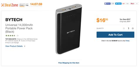 Smartphone Accessories: BYTECH 14,000mAh Power Bank $17 shipped (Orig. $40), more