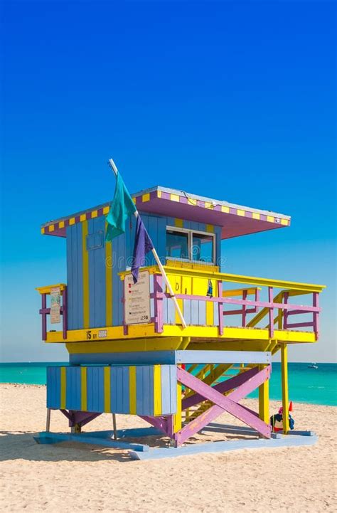 Lifeguard Tower in South Beach, Miami Beach, Florida Stock Image ...