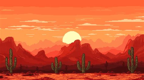 Wild west desert landscape, 8bit pixel art game 29694142 Vector Art at ...