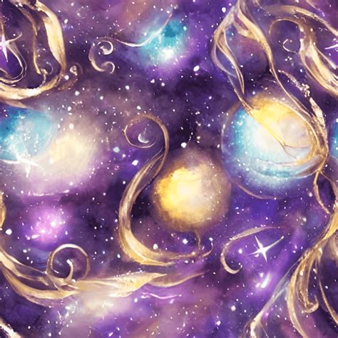 Fantasy Galaxy Black Purple Watercolor Baubles Thomas Kinkade Ethereal Fairy Intense Olivia Gold ...