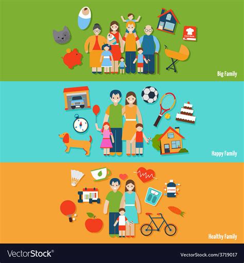 Family Banner Set Royalty Free Vector Image - VectorStock