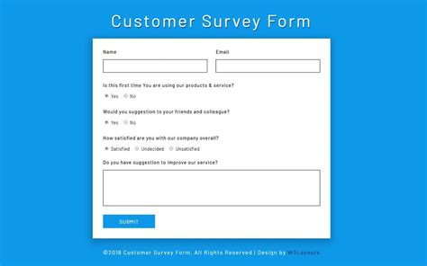 Customer Survey Form a Flat Responsive Widget Template » W3Layouts