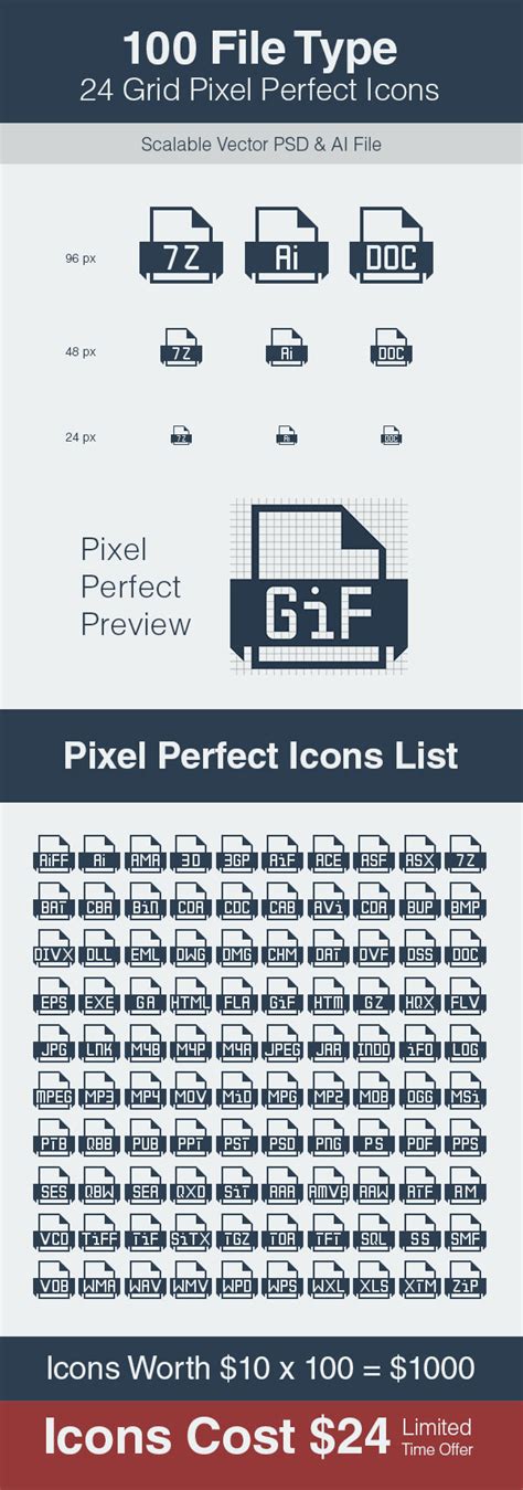 100+ Pixel Perfect File Type / Extension Icons in Vector Ai & PSD Format
