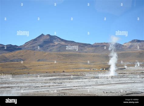 Landscape of geysers and mountains in Atacama desert Chile Stock Photo - Alamy