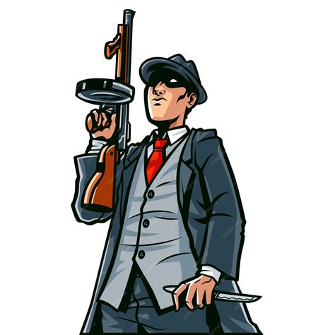 Premium Vector | Mafia man with a gun cartoon illustration