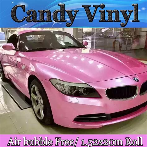 PROTWRAPS Candy Pink Glossy Vinyl Car Wrap Film With Air Bubble Free Pink Glossy Pearlscent Car ...