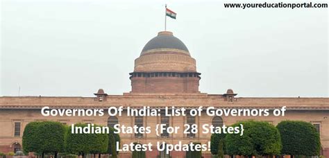 Governors Of India: List of Governors of Indian States {For 28 States ...