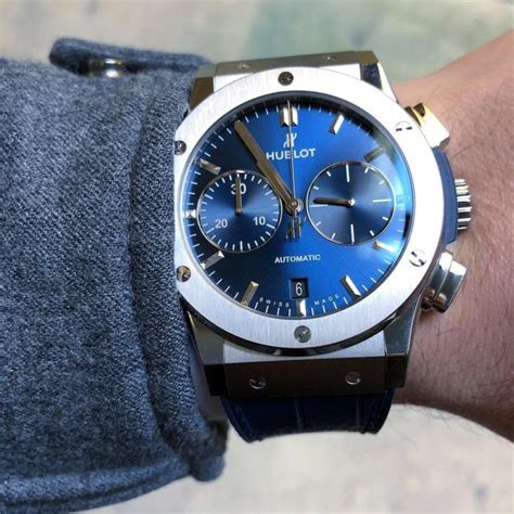 Hublot Classic Fusion Blue Sunray Dial Titanium Automatic Watch » Petagadget