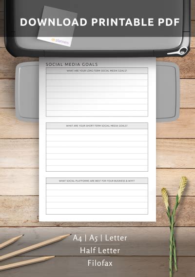 Download Printable Social Media Goals Template PDF