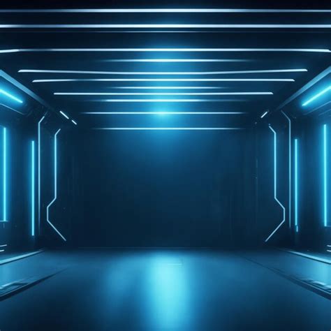 Premium AI Image | Vibrant Blue Gaming Space Wallpaper with Neon Lights