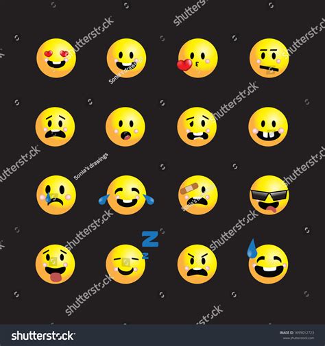 Different Emoticons Icons Funny Expressions Chat Stock Vector (Royalty ...