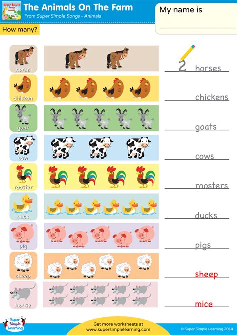 The Animals On The Farm Worksheet - How Many? (1) - Super Simple