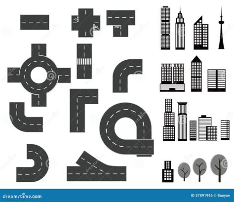 Road elements stock illustration. Illustration of straight - 37891946