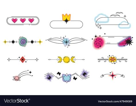 Aesthetic y2k dividers elements set arches Vector Image