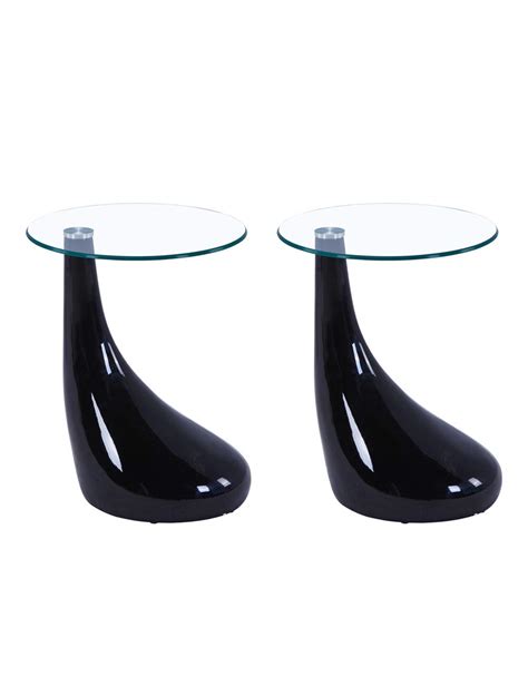 Buy GOLDFAN High Gloss Coffee Side Tables Set of 2 Modern Living Room Sofa End Glass Tables ...