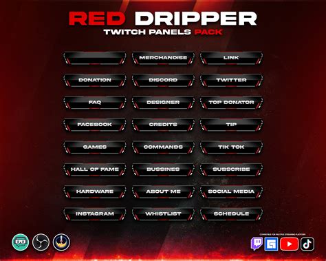 RED Animated Stream Overlay Pack Clean Twitch Overlay Package RED ...