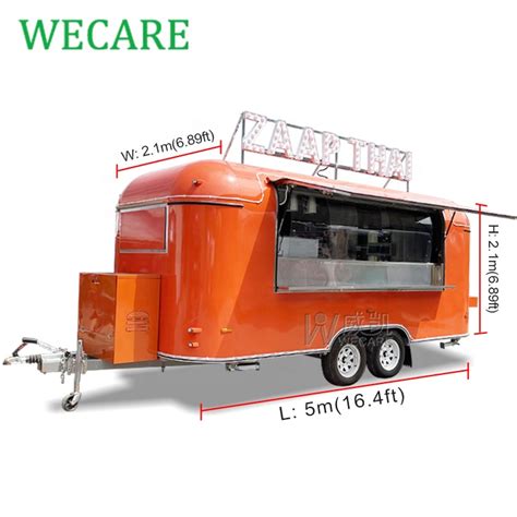 WECARE Mobile Kitchen Pizza BBQ Fast Food Trailer Fully Equipped Airstream Mobile Remorque Ice ...