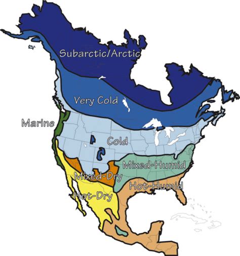 Building Science Corporations map of hygrothermal regions. All of North America is divided into ...