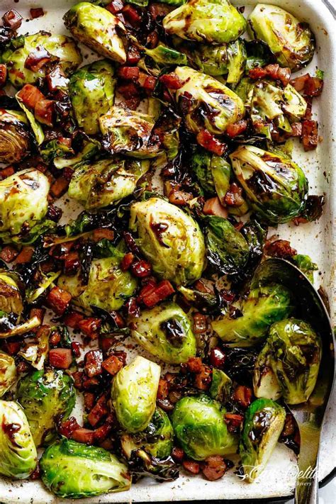 Roasted Brussels Sprouts with Bacon - Cafe Delites