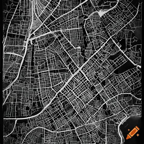 Black and white street map of brisbane, australia on Craiyon