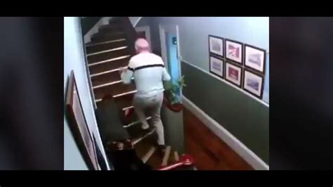 Drunk couple falling down stairs with sound - YouTube