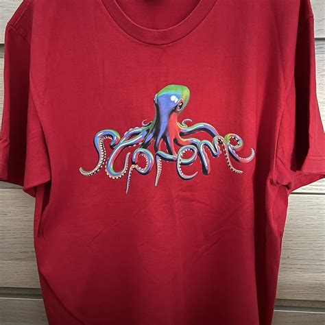 Supreme T shirt Large Supreme print Red Large Rare... - Depop