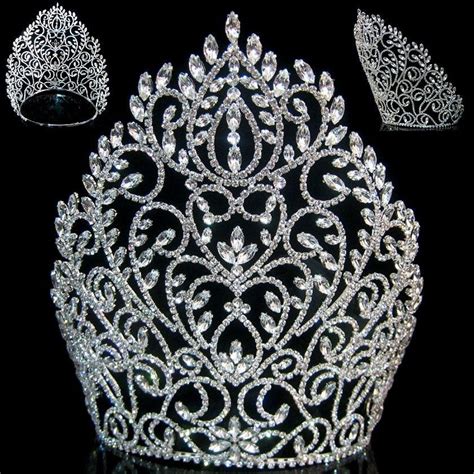 Rhinestone Miss Beauty Queen Pageant Crown Silver Tiara – CrownDesigners