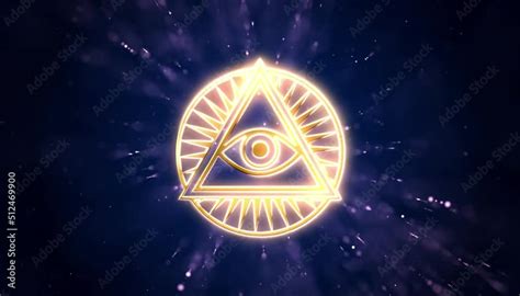 divine golden eye symbol of god, with an eye inside a triangle and stars and sparkles background ...